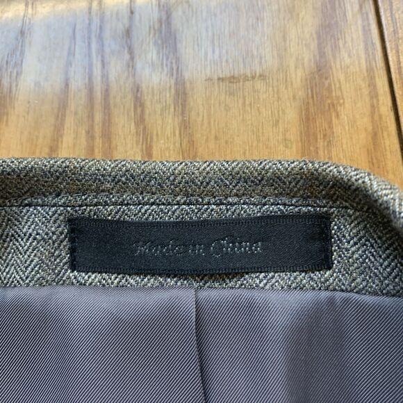 Lauren Ralph Lauren Herringbone Taupe Silk & Wool Sport Coat Blazer 43 Long - Picture 4 of 10